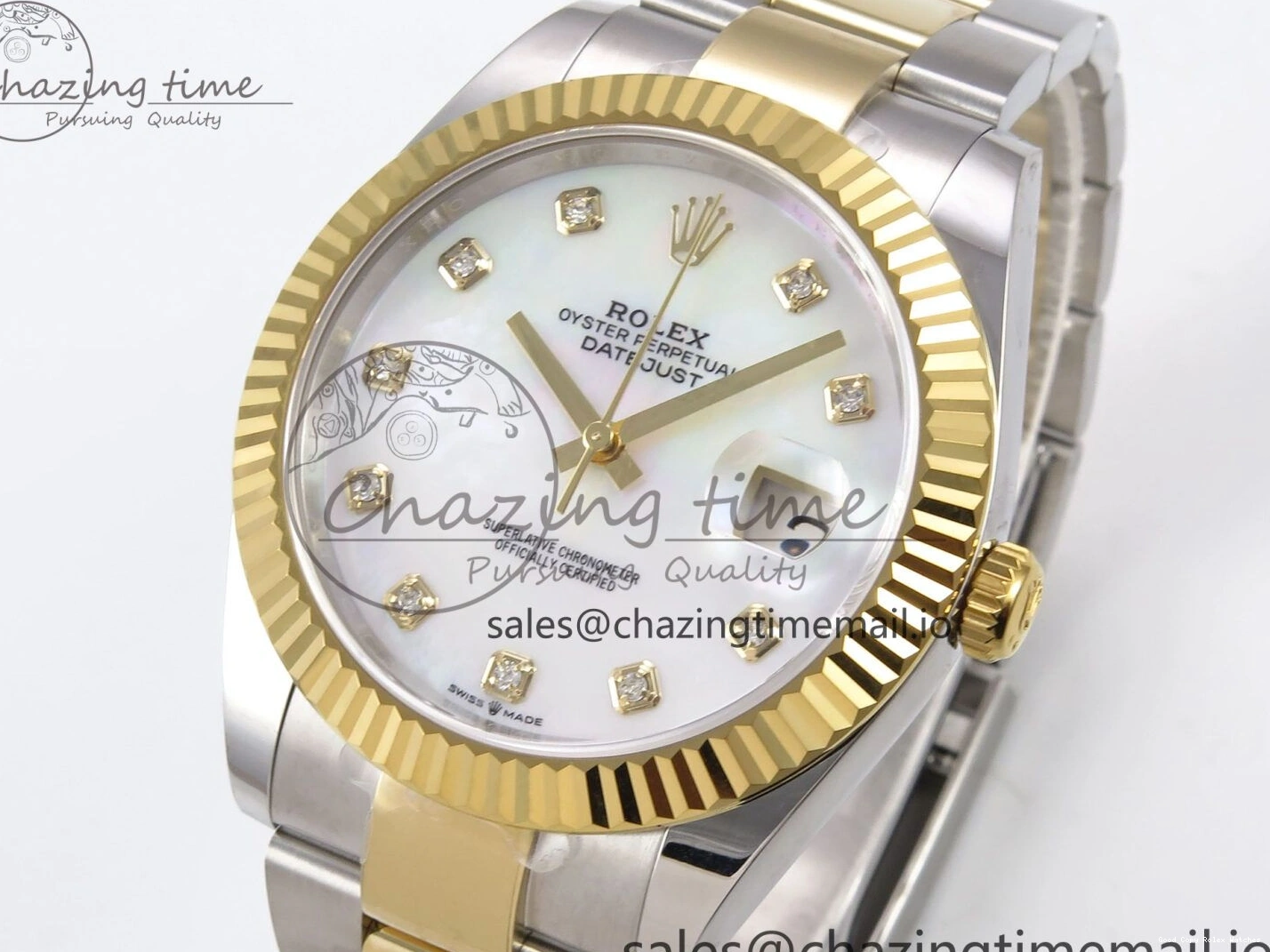 Best AAA Replica Sites MOP EWEF Best 126333 Unique Bracelet Oyster SS Dial Edition 970 DateJust on 41 YG White A 1228